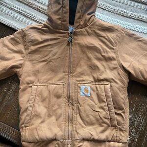 Carhartt Tan Hooded Work Jacket with Black Lining